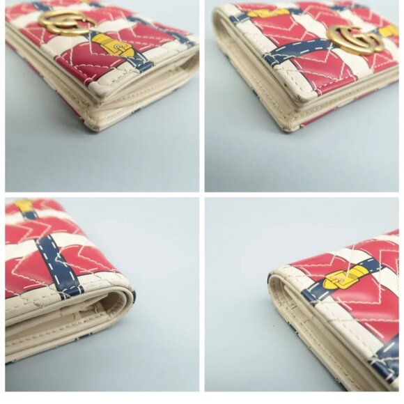 100% Authentic GUCCI White&Red Trompe L'Oeil Leather Wallet - Picture 7 of 12